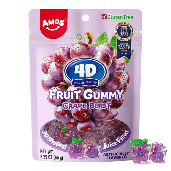 Amos Amos 4D Fruit Gummy Grape Burst 65g - Allinone Trade GmbH