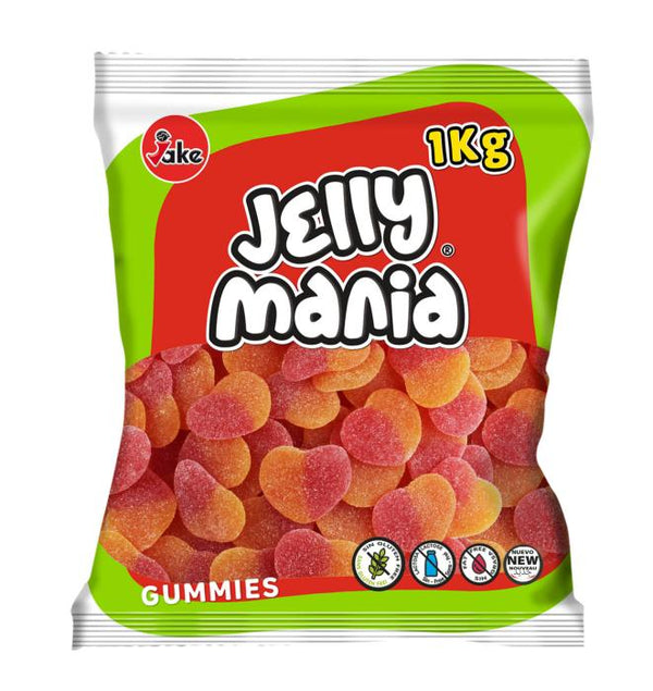 Jelly Mania Jelly Mania Peach Hearts 1000g - Allinone Trade GmbH