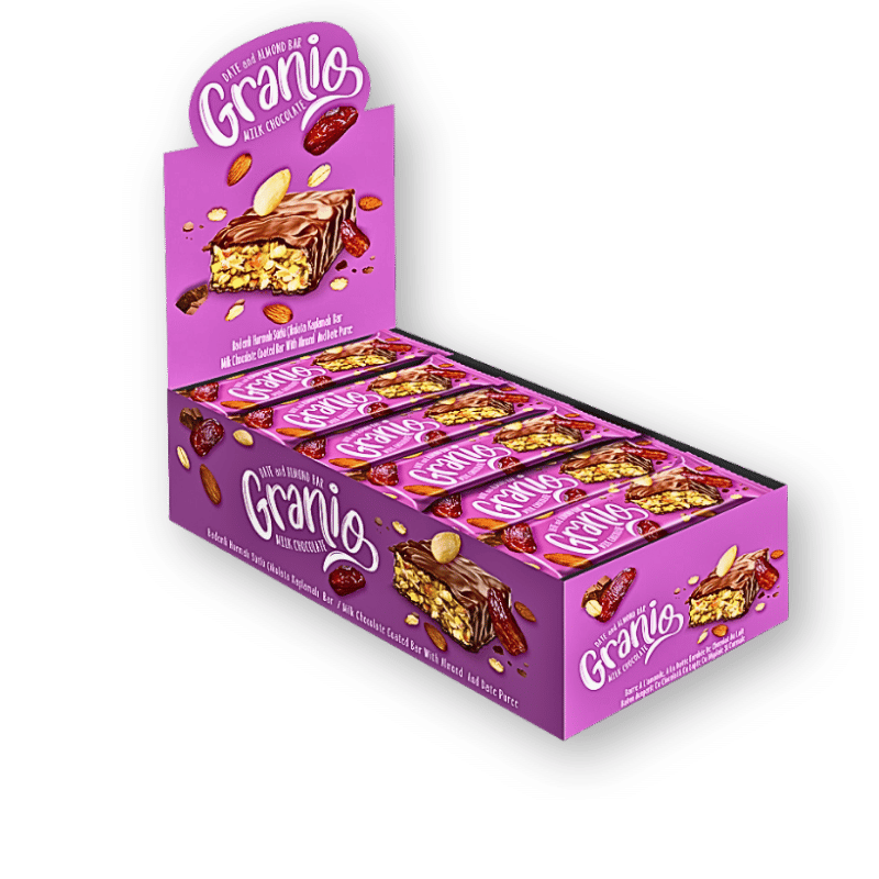 Granio Granio - Milchschokolade Dattel - Mandel Bar 40g - Allinone Trade GmbH