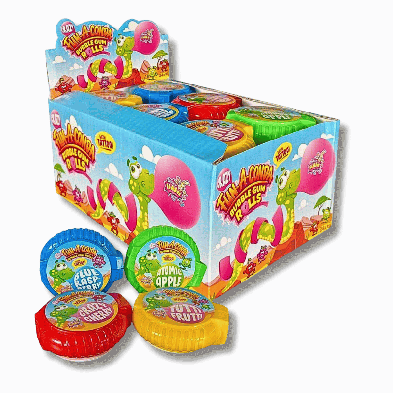 Sweet Flash Sweet Flash Crazy Fun - a - Conda Bubble Gum Rolls with Tattoo - Allinone Trade GmbH