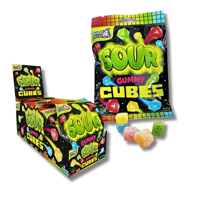 Sweet Flash Sweet Flash Sour Gummy Cubes 100g - Allinone Trade GmbH