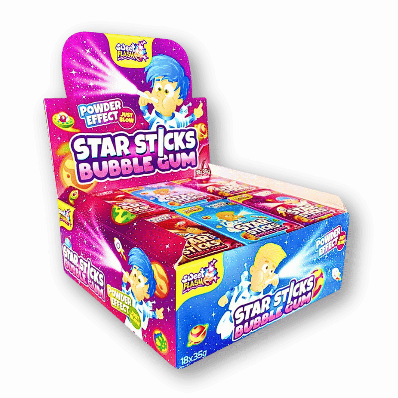 Sweet Flash Sweet Flash Star Sticks Bubble Gum 35g - Allinone Trade GmbH